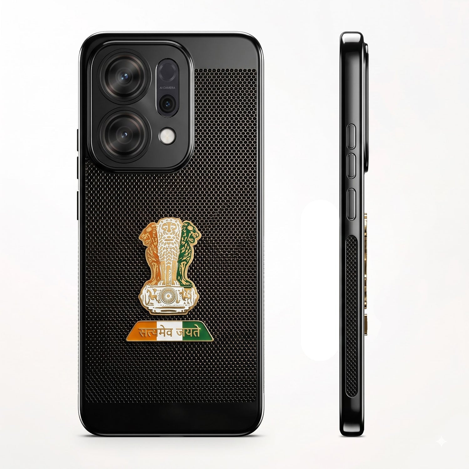 Oppo Reno 14 5G Tri-Color Satyamev Jayate Mesh Electroplated Heat Dissipation Case