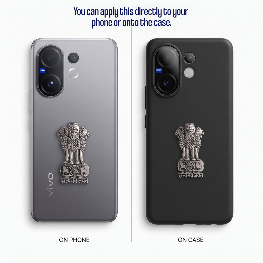 Vivo V60 5G Compatible Satyamev Jayate 3D Metal Emblem Sticker
