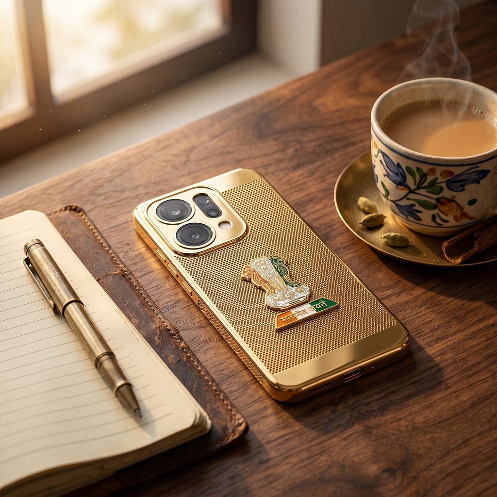 Oppo Reno 14 5G Tri-Color Satyamev Jayate Mesh Electroplated Heat Dissipation Case