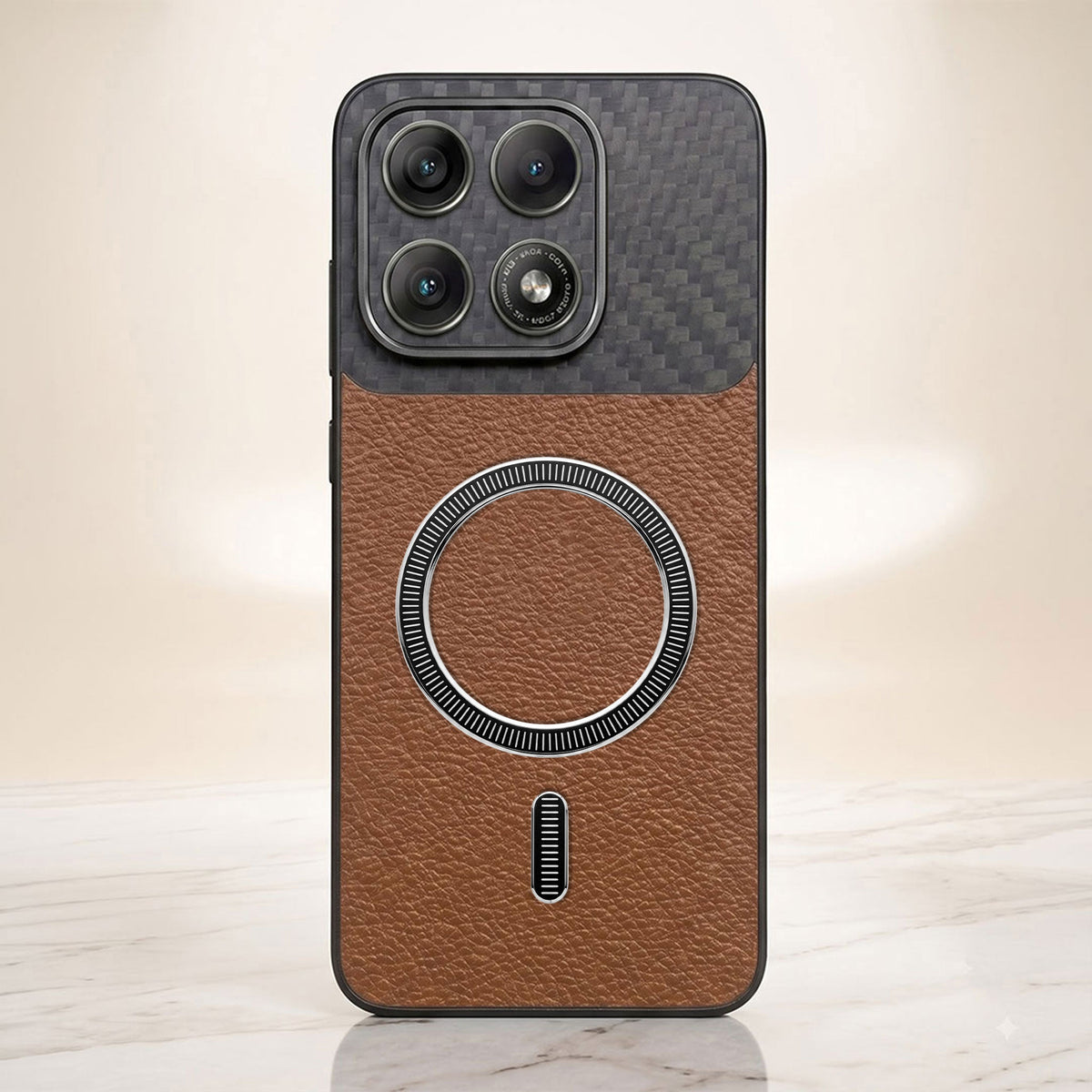 Motorola Edge 70 Pro 5G Carbon Fiber Leather Hybrid MagSafe Magnetic Case