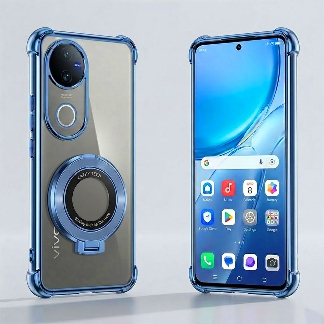 Vivo V50 5G Original Luxury Magnifier Ring Stand Shockproof Airbags Corner Case