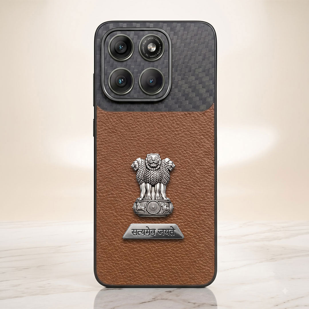 Motorola Edge 70 Fusion 5G Satyamev Jayate 2-in-1 Emblem Carbon Fiber Leather Phone Case