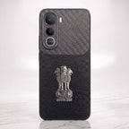 Vivo Y400 Pro 5G Satyamev Jayate Carbon Fiber Leather Hybrid Phone Case