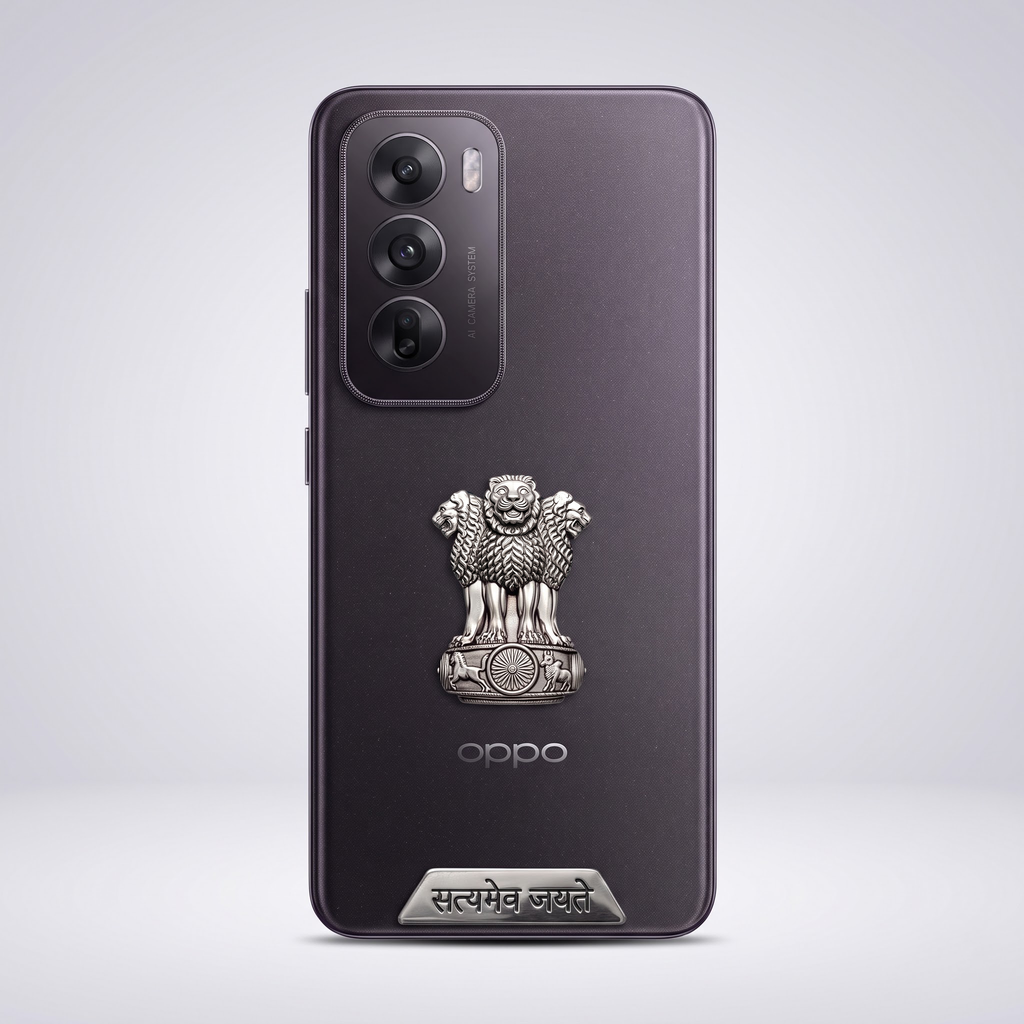 Oppo Reno 12 5G Compatible Satyamev Jayate 3D Metal Emblem Sticker