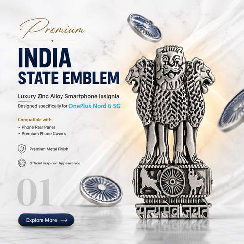 OnePlus Nord 6 5G Compatible Satyamev Jayate 3D Metal Emblem Sticker