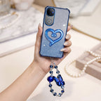 Vivo V50 5G Luxury Shimmer Airbag Heart Stand Case with Charm Strap