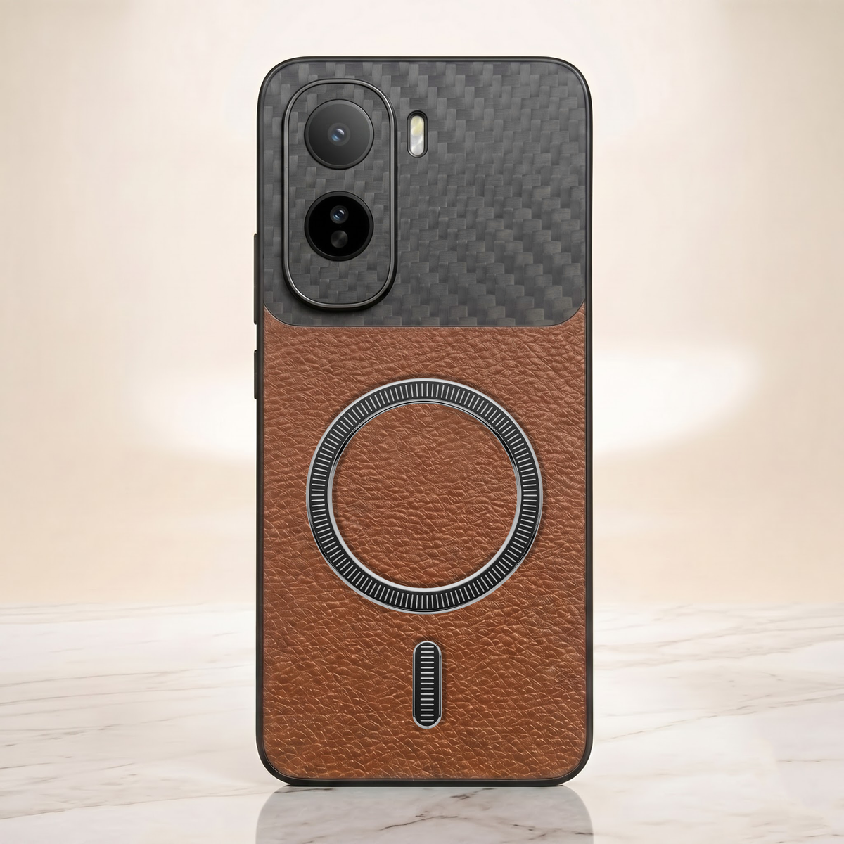 Vivo T5 Pro 5G Carbon Fiber Leather Hybrid MagSafe Magnetic Case