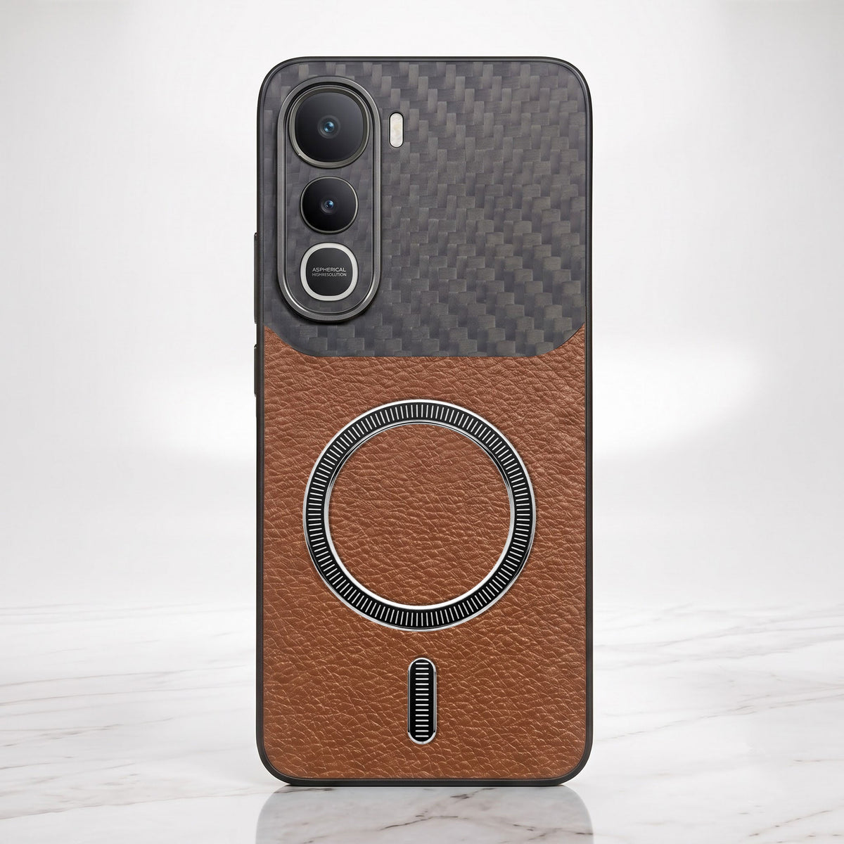 Vivo Y400 Pro 5G Carbon Fiber Leather Hybrid MagSafe Magnetic Case