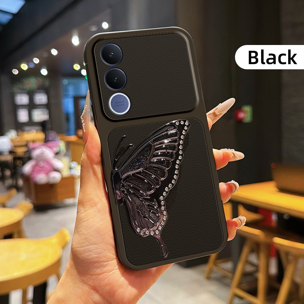 Vivo V70 FE 5G Luxury Butterfly Case with Folding Stand – Shockproof Phone Cover