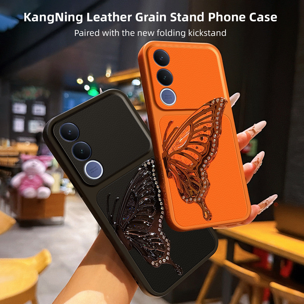 Vivo V70 FE 5G Luxury Butterfly Case with Folding Stand – Shockproof Phone Cover