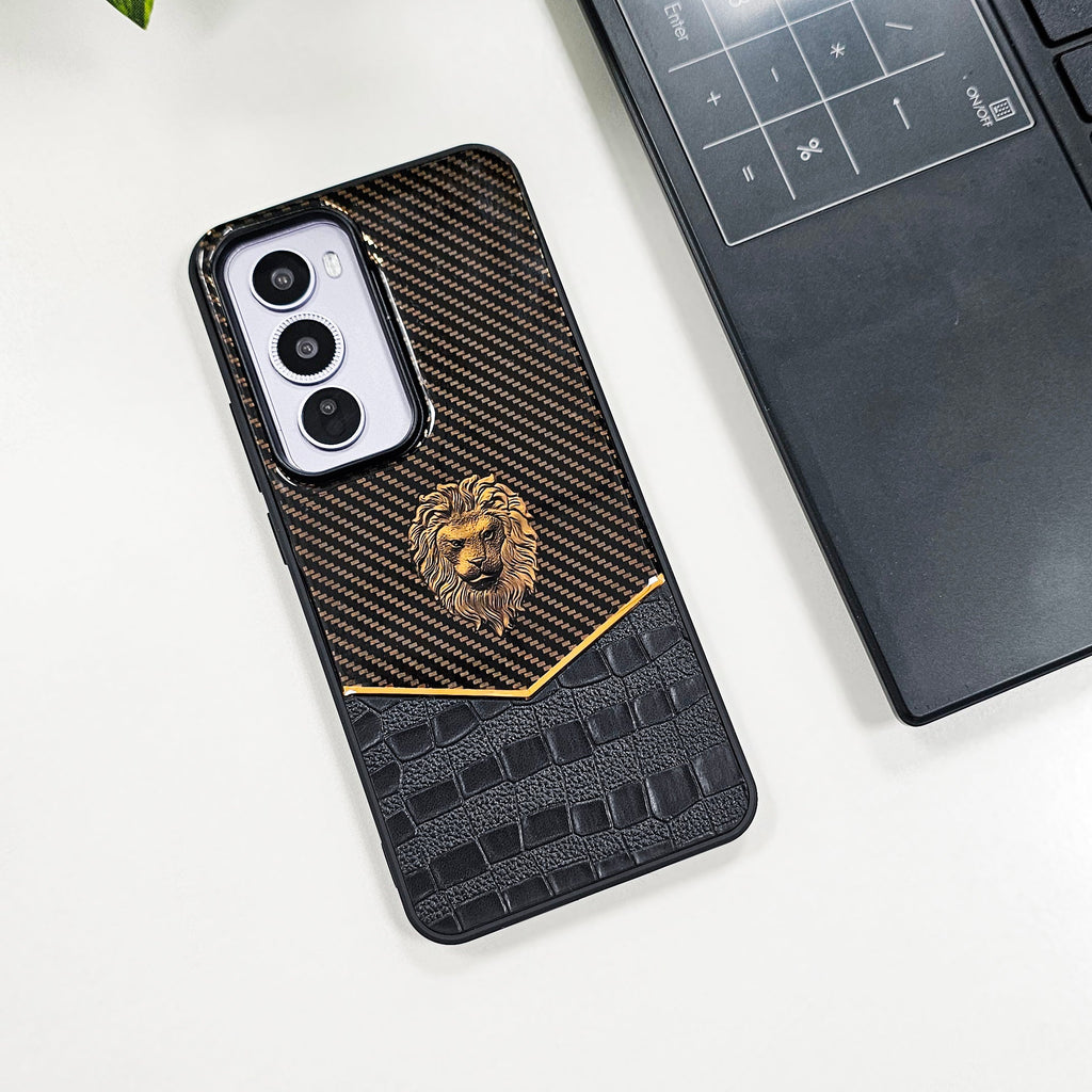Oppo Reno 12 Pro 5G Luxury Lion Pattern Leather And Liquid Silicone Case