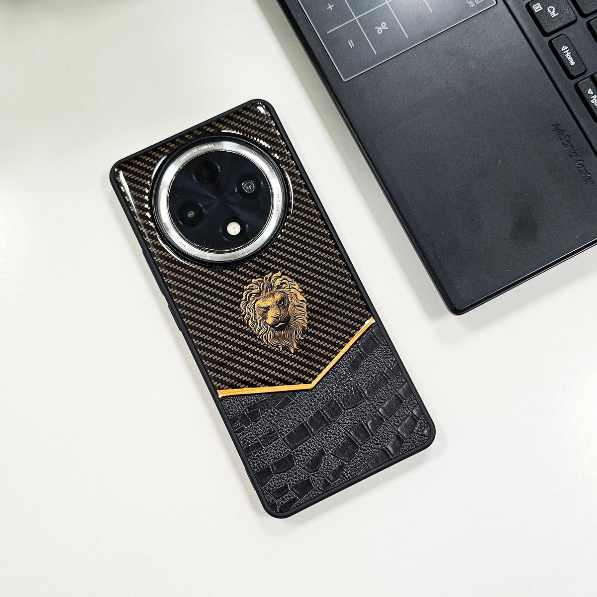 Oppo F27 PRO 5G Luxury Lion Pattern Leather And Liquid Silicone Case