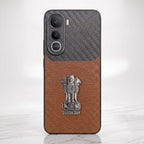 Vivo Y400 Pro 5G Satyamev Jayate Carbon Fiber Leather Hybrid Phone Case