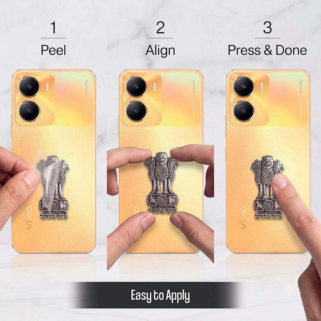 Vivo t2x 5G Compatible Satyamev Jayate 3D Metal Emblem Sticker