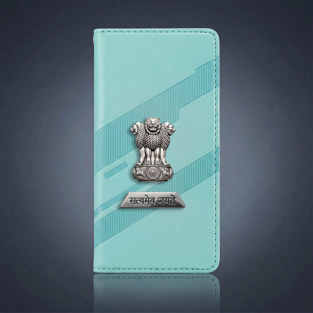 Samsung Galaxy A56 5G Metal Satyamev Jayate 2-in-1 Emblem Magnetic Flip Wallet Case