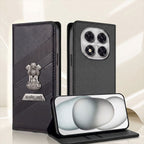 Redmi Note 14 Pro+ 5G Metal Satyamev Jayate 2-in-1 Emblem Magnetic Flip Wallet Case