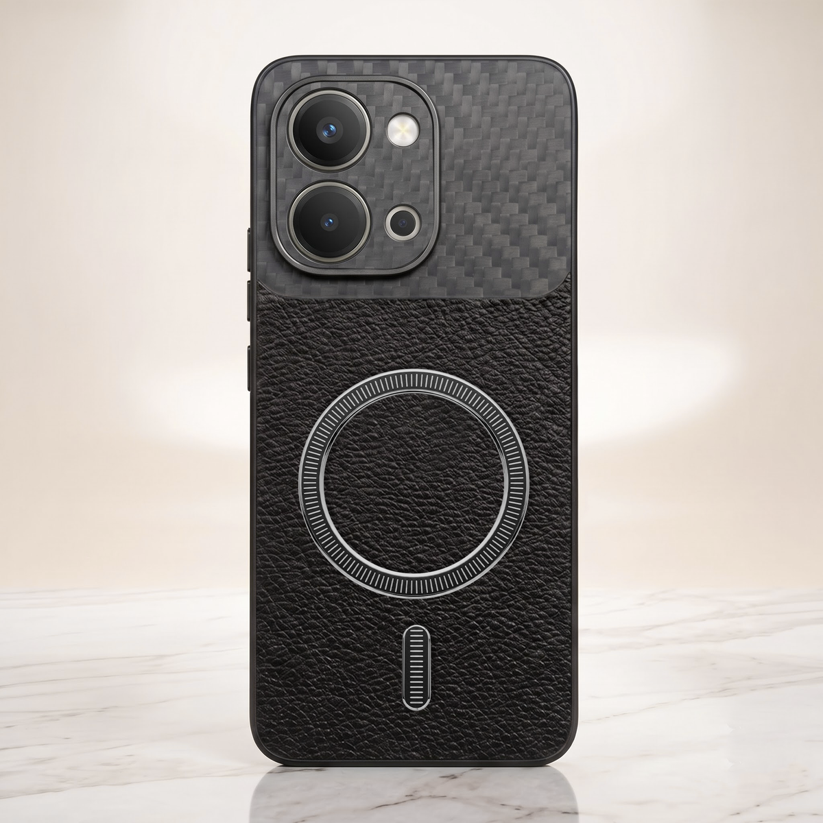 Vivo T5X 5G Carbon Fiber Leather Hybrid MagSafe Magnetic Case