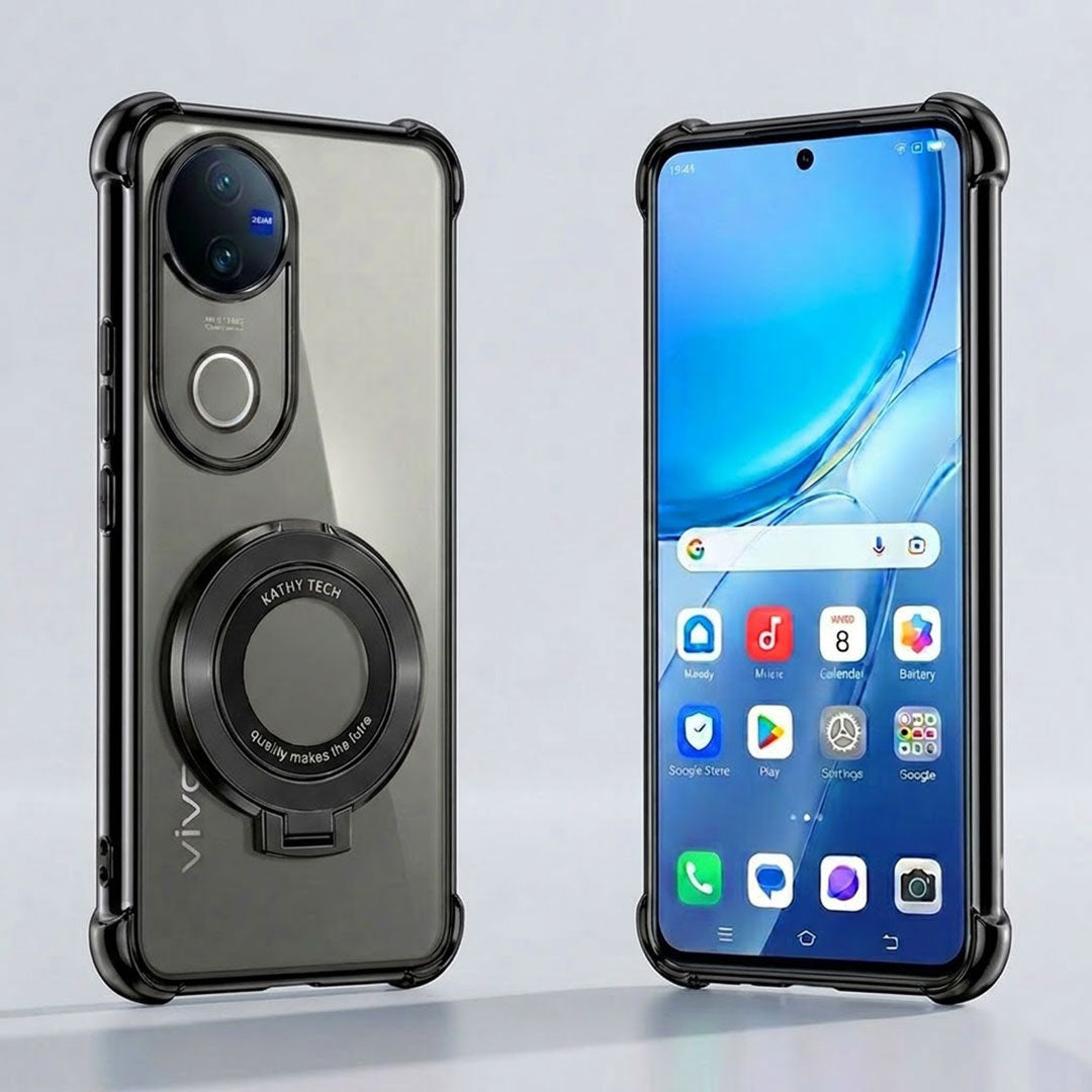 Vivo V50 5G Original Luxury Magnifier Ring Stand Shockproof Airbags Corner Case