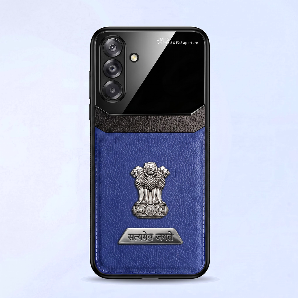 Samsung Galaxy A34 5G Satyamev Jayate 2-in-1 Emblem Leather Lens Protective Back Case