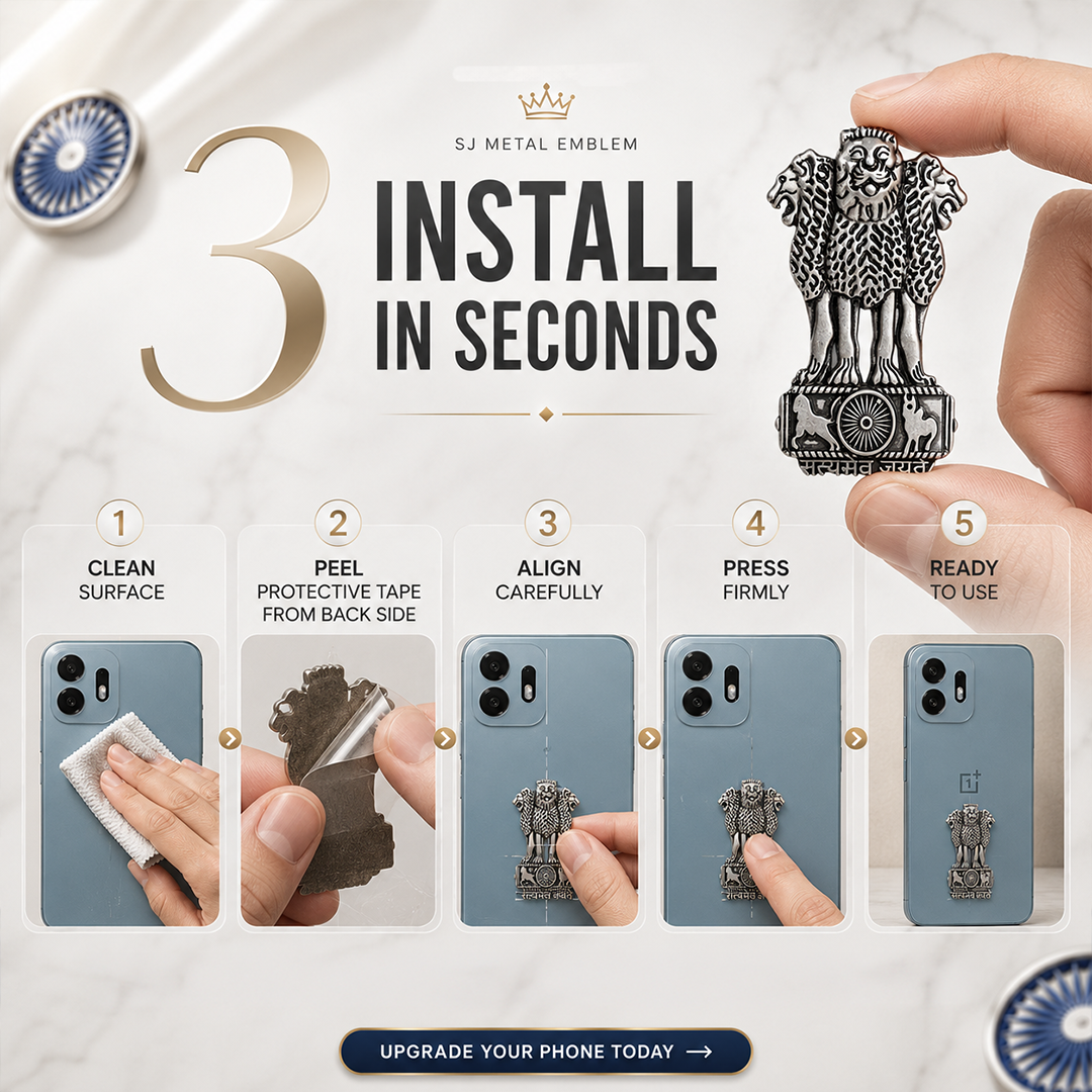 OnePlus N6 5G Compatible Satyamev Jayate 3D Metal Emblem Sticker