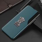 Vivo Y200 Pro 5G Metal Emblem Satyamev Jayate Half Window Leather Flip Case