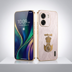 Oppo K14 5G Satyamev Jayate 3D Electroplated Frame Gold Thread Pattern Hard Back Case