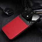Black leather lens protection case for Oppo Reno 14 5G