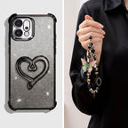 Oppo Reno 14 5G Luxury Shimmer Airbag Heart Stand Case with Charm Strap