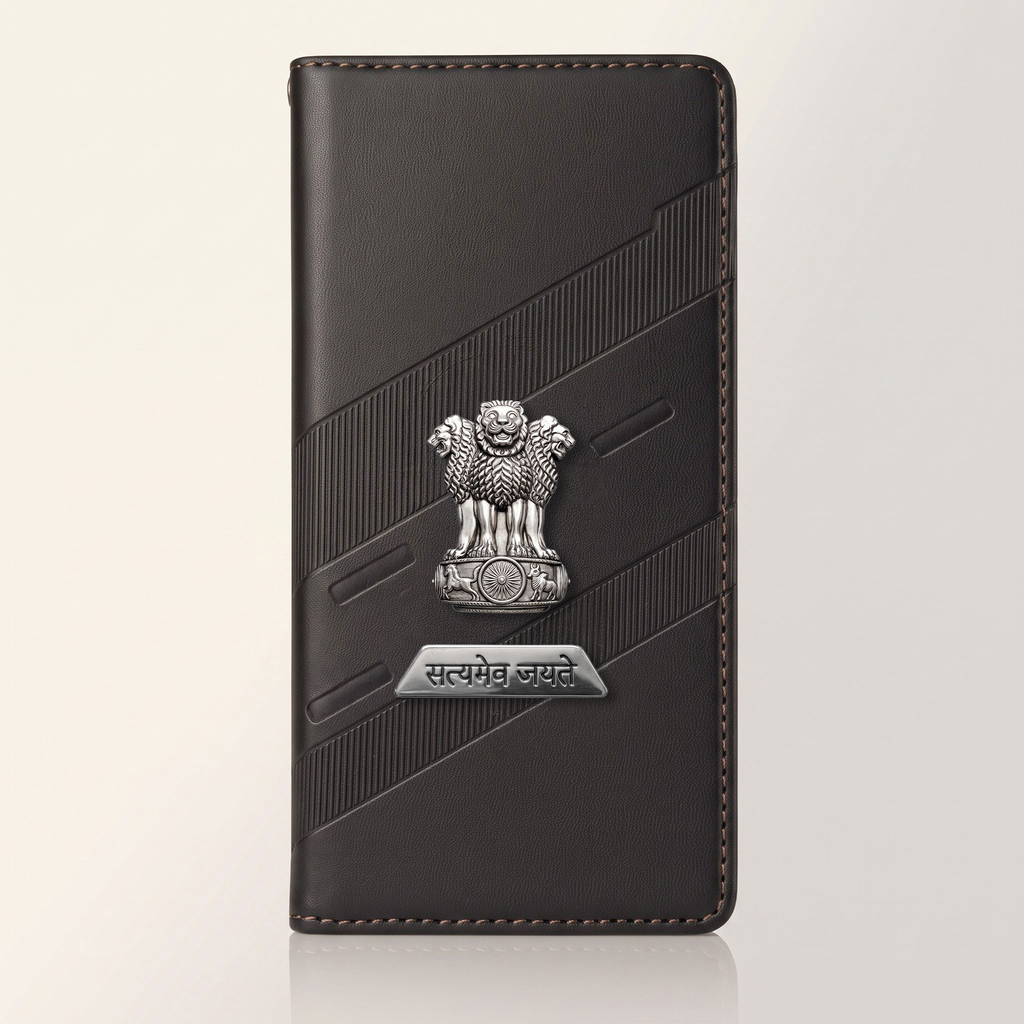 Vivo T4 5G Metal Satyamev Jayate 2-in-1 Emblem Magnetic Flip Wallet Case