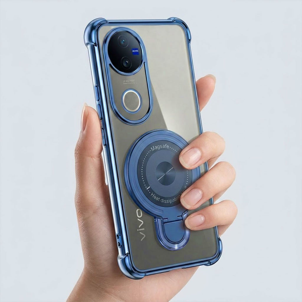 Vivo V50 5G Luxury Four Corner Invincible Bracket Ring Stand Case
