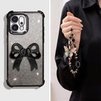 Oppo Reno 14 5G Luxury Shimmer Airbag Bow Stand Case with Charm Strap