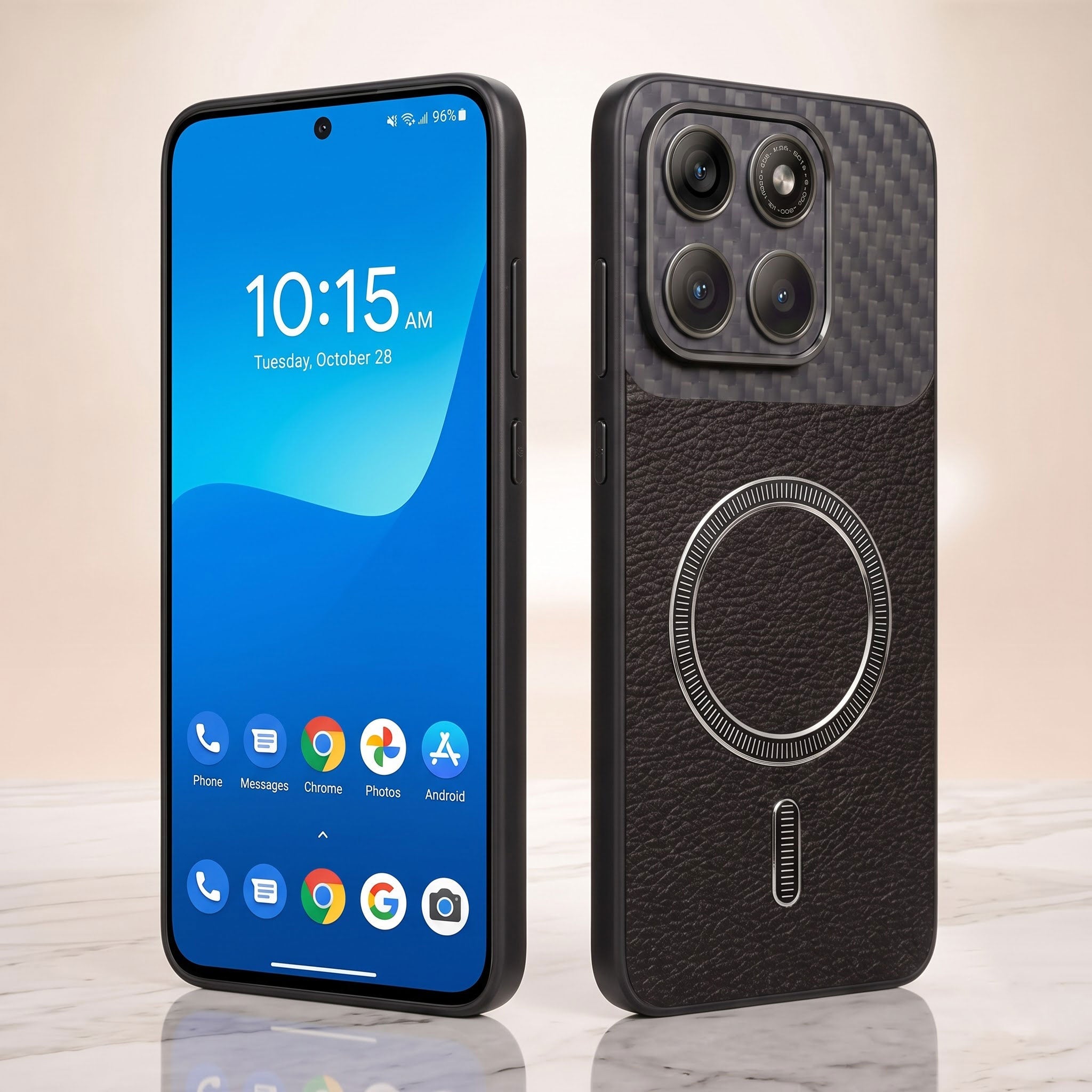 Motorola Edge 70 5G Carbon Fiber Leather Hybrid MagSafe Magnetic Case