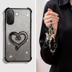 Vivo V60e 5G Luxury Shimmer Airbag Heart Stand Case with Charm Strap