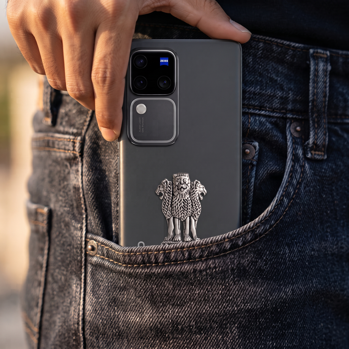 Vivo V30 5G Compatible Satyamev Jayate 3D Metal Emblem Sticker