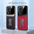 Oppo A59 5G Satyamev Jayate 3D Metal Leather Back Case