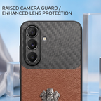 Samsung Galaxy A27 5G Satyamev Jayate Carbon Fiber Leather Hybrid Phone Case