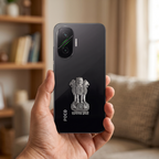 POCO F7 5G Compatible Satyamev Jayate 3D Metal Emblem Sticker