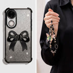 Vivo V50 5G Luxury Shimmer Airbag Bow Stand Case with Charm Strap