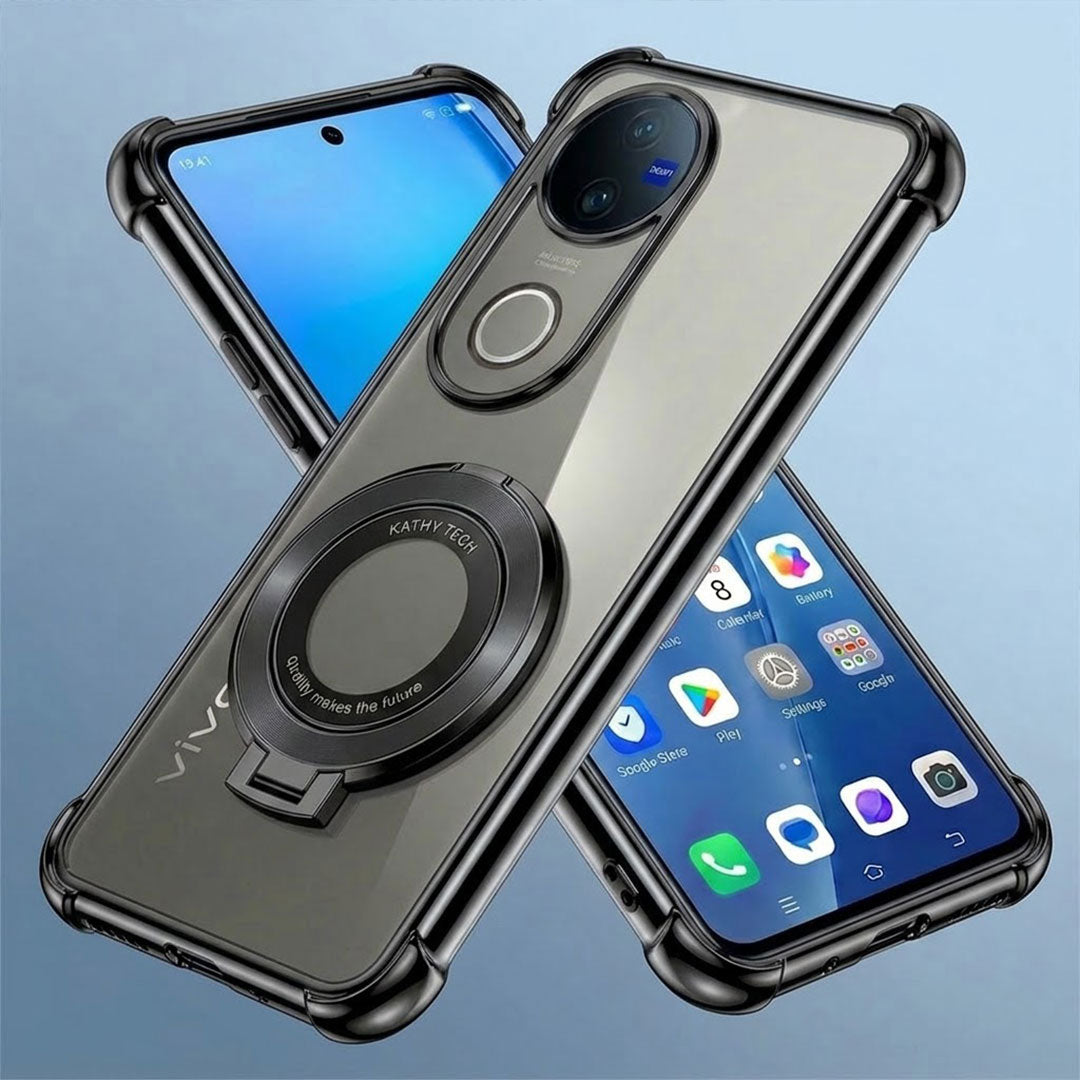 Vivo V50 5G Original Luxury Magnifier Ring Stand Shockproof Airbags Corner Case