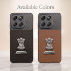 Motorola Edge 70 5G Satyamev Jayate 2-in-1 Emblem Carbon Fiber Leather Phone Case