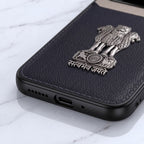 Oppo A59 5G Satyamev Jayate 3D Metal Leather Back Case