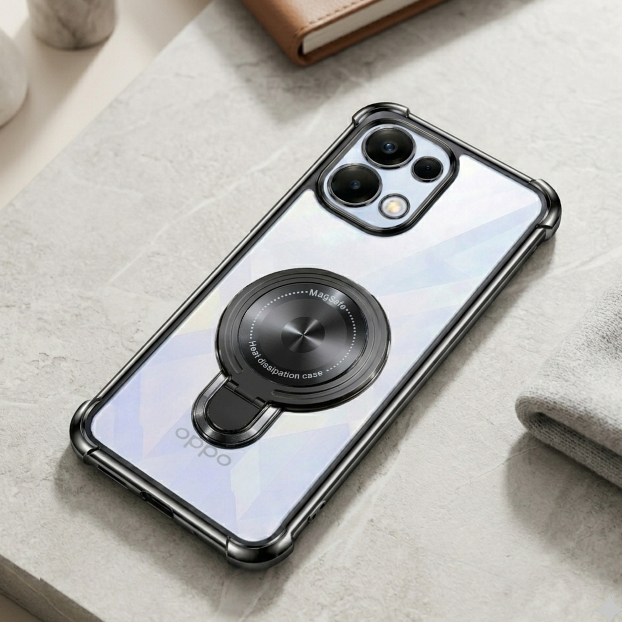 Oppo K13 5G Luxury Four Corner Invincible Bracket Ring Stand Case