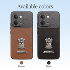 Vivo T5x 5G Satyamev Jayate 2-in-1 Emblem Carbon Fiber Leather Phone Case