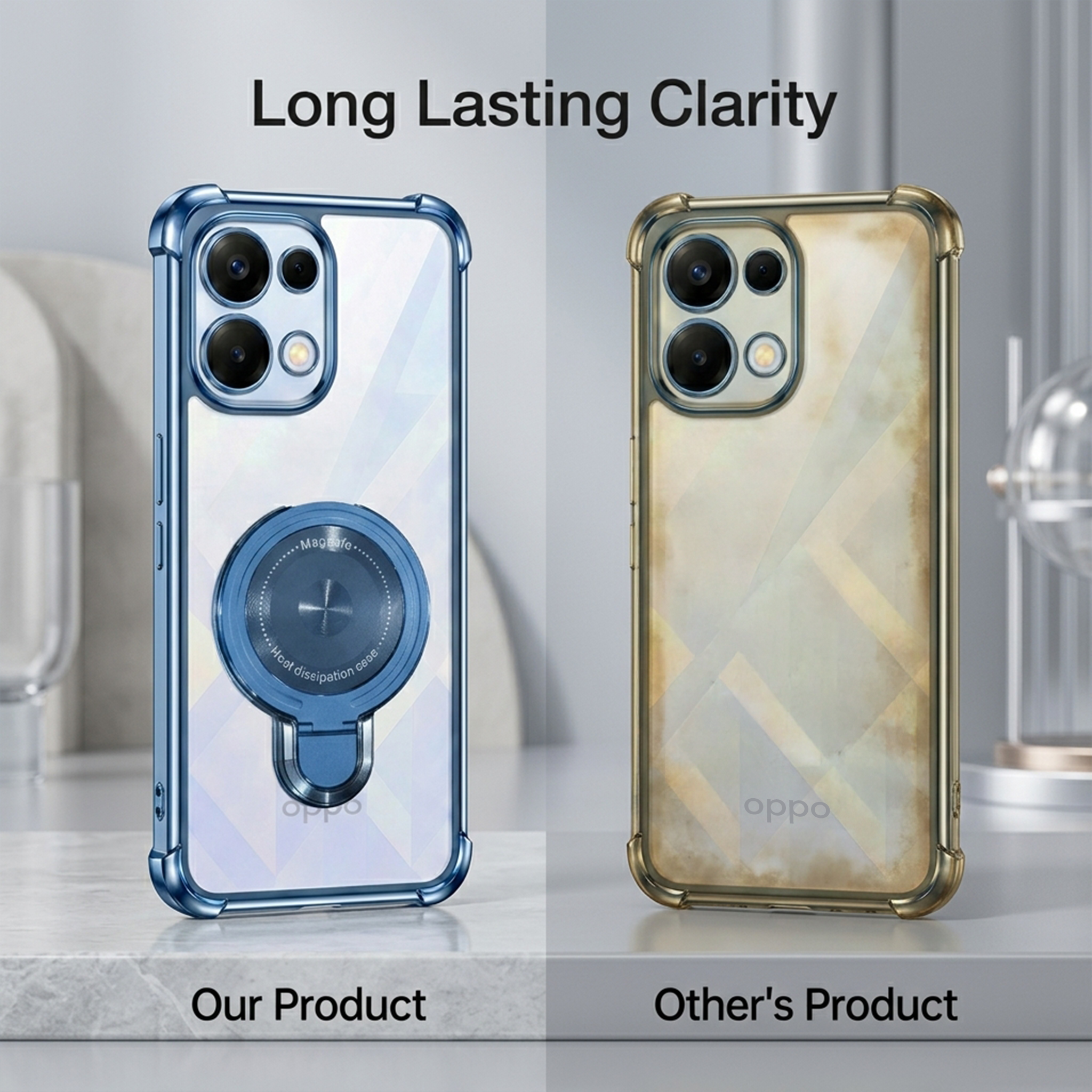 Oppo K13 5G Luxury Four Corner Invincible Bracket Ring Stand Case
