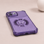 Oppo Reno 14 5G Glitter Butterfly Magnetic Ring Stand Shockproof Case