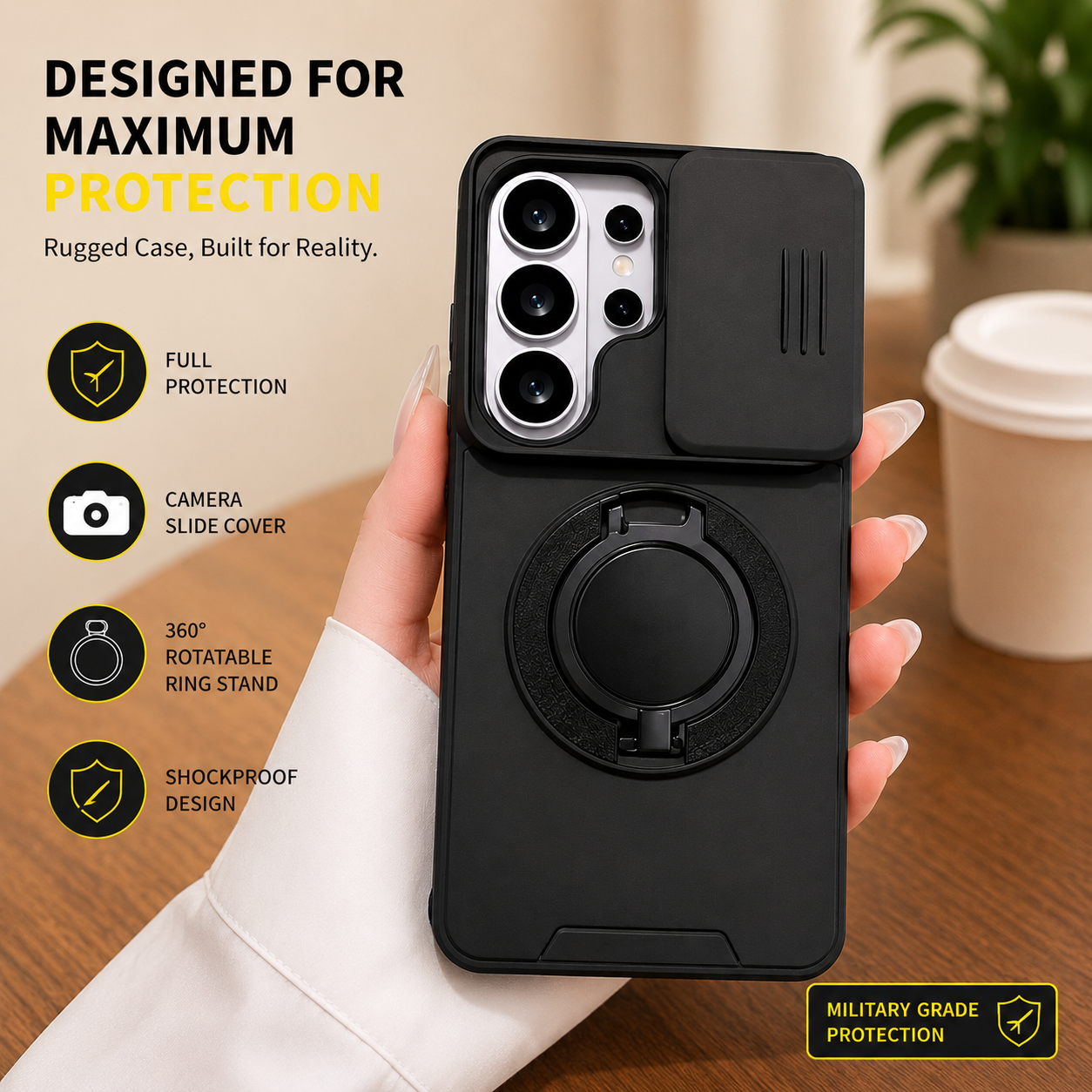 Samsung Galaxy S26 5G Shockproof Armor Magnetic Ring Stand Protective Case