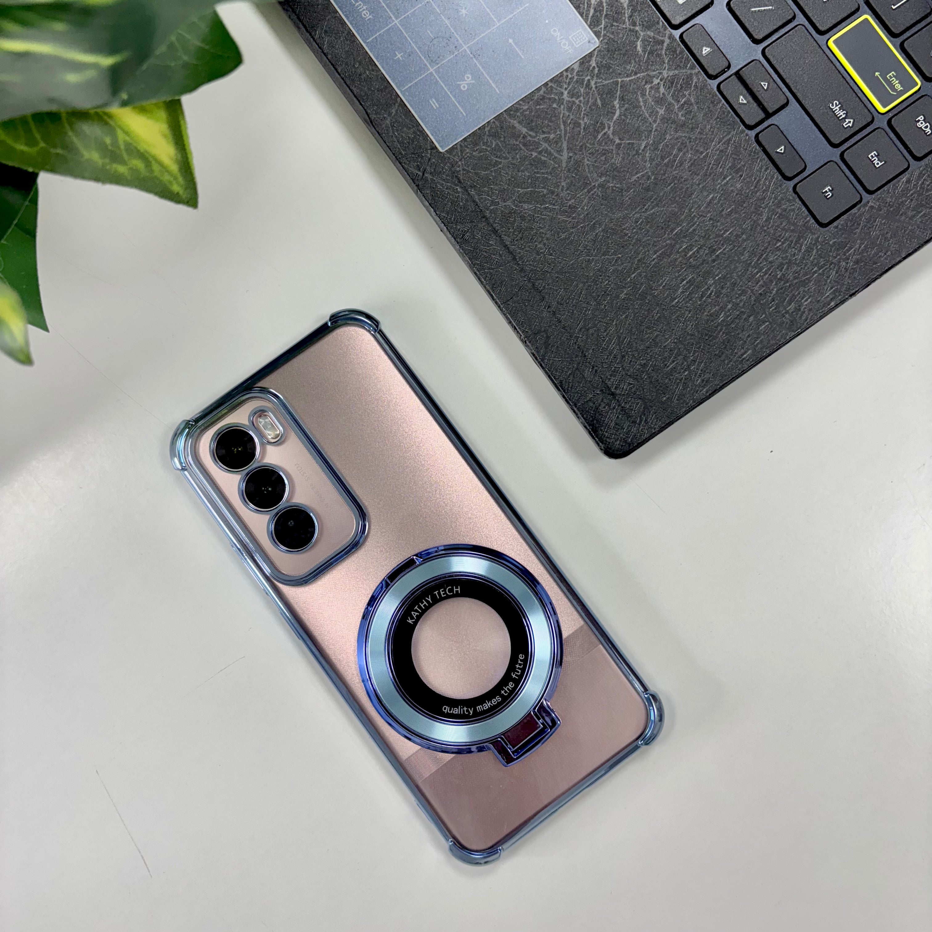 Oppo Reno 12 Pro 5G Original Luxury Magnifier Ring Stand Shockproof Airbags Corner Case