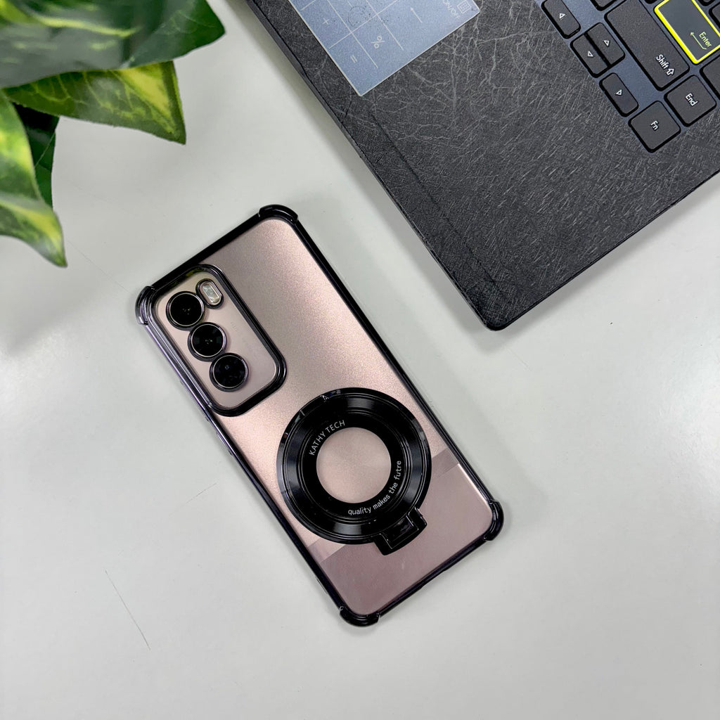 Oppo Reno 12 Pro 5G Original Luxury Magnifier Ring Stand Shockproof Airbags Corner Case
