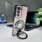 Oppo Reno 12 Pro 5G Original Luxury Magnifier Ring Stand Shockproof Airbags Corner Case