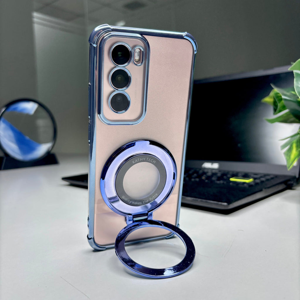 Oppo Reno 12 Pro 5G Original Luxury Magnifier Ring Stand Shockproof Airbags Corner Case